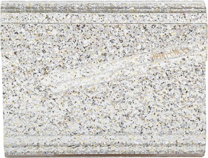 Actual product image Jimmy Choo candy clutch bag in acrylic fabric with glitter