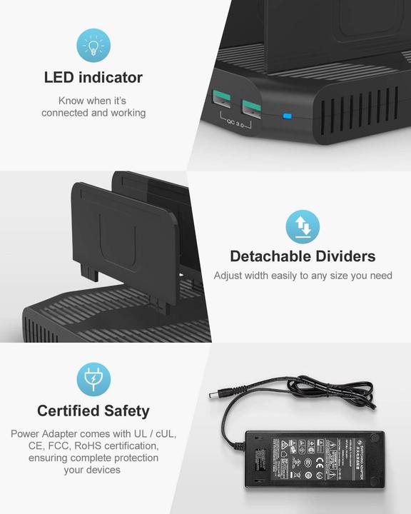 Actual product image Unitek USB charging station (96 W)