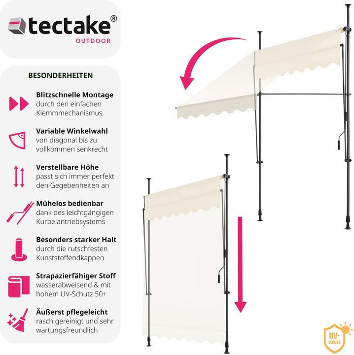 Produktbild tectake Klemmmarkise (1.50 m)