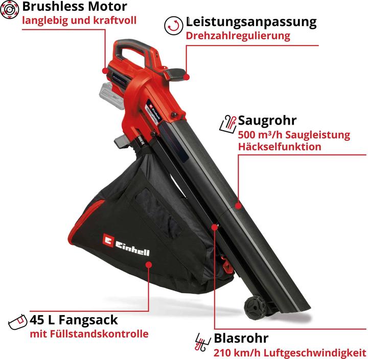 Immagine prodotto Einhell Potenza X-Change Venturro 18/210 (Batteria ricaricabile, Aspirafoglie, Aspiratore e soffiatore, Soffiafoglie)
