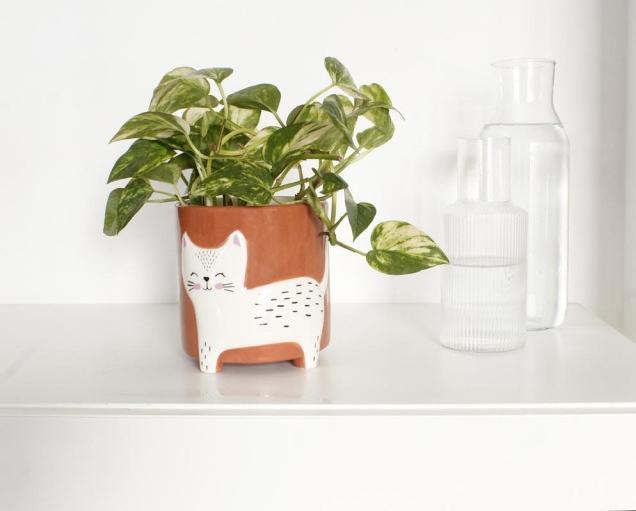 Actual product image Winkee Animal flower pot cat (14 cm)
