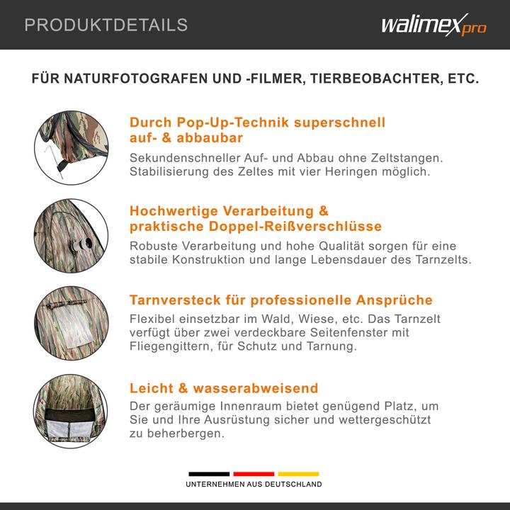 Produktbild Walimex Pop-Up Camouflage (Wurfzelt, 1.70 kg, 1 Person)
