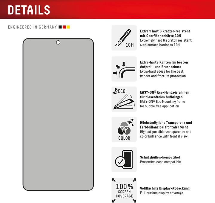 Immagine prodotto Displex Privacy Glass, Privacy Full Cover Panzerglas (1 Pezzo/i, Samsung Galaxy S25 Edge)