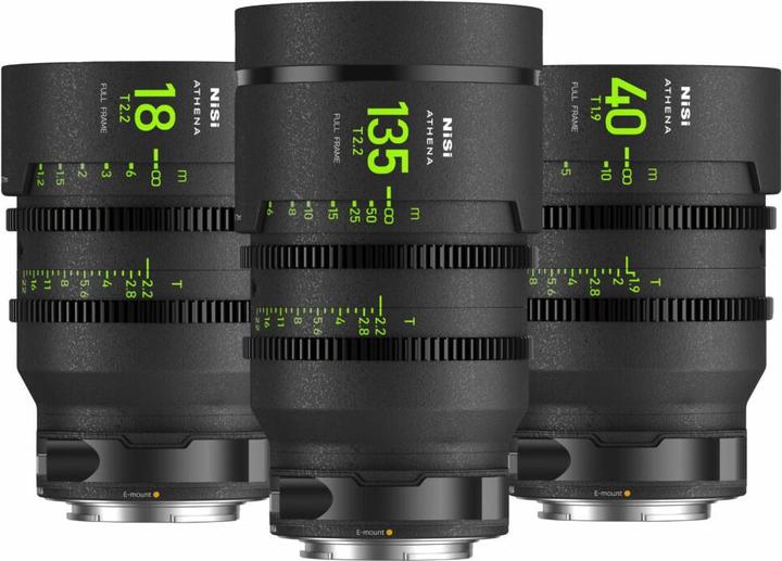 Actual product image Nisi ATHENA PRIME Full Frame Cinema Lens Kit – 18mm T2.2, 40mm T1.9, 135mm T2.2 + Hard Case (E Mount)