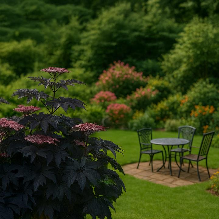Actual product image Plant in a Box Sambucus nigra 'Black Lace' - set of 2 elderberries (25 cm)