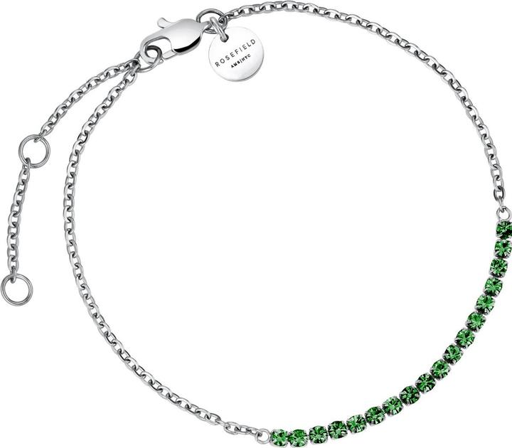 Rosefield Tennis Emerald Bracelet Silver Armband (19.50 cm, Rhodium platiniert Edelstahl 316L)
