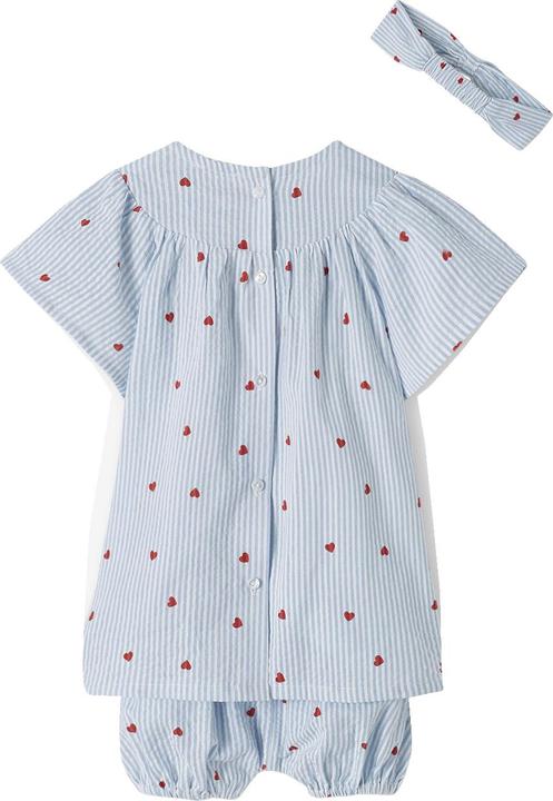 Vertbaudet Baby-Set aus Seersucker: Kleid, Shorts & Haarband