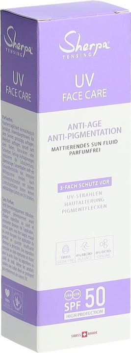 Actual product image Sherpa Tensing Sun Fluid Anti-Aging (Sun cream face, SPF 50, 50 ml, 68 g)