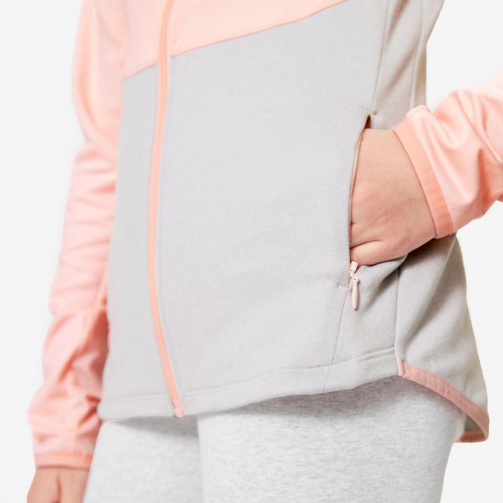 Immagine prodotto Decathlon Giacca da allenamento da bambina aderente - rosa/grigio