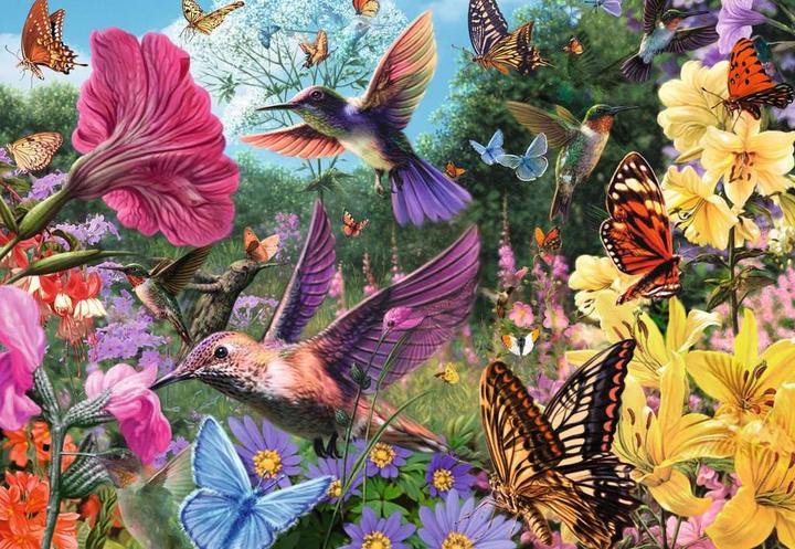 Image du produit Ravensburger Puzzle 12001369 - Colibris et papillons - Puzzle pour personnes âgées et (200 pièces)