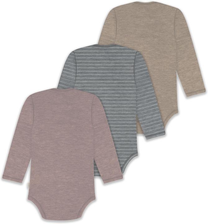 Actual product image Normani 3-pack baby merino bodysuit long sleeve "Auckland" - 9383 (80)