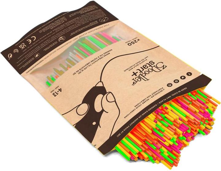 Image du produit 3Doodler Filament Start+ 250 rouge fluo orange fluo vert fluo jaune fluo rose fluo / Neon compostable (1 g, Multicolore)