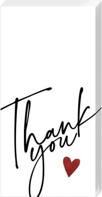 IHR Taschentuch Thank you with Hearts red