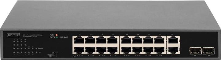 Actual product image Digitus 16+2 Port 10/100/1000 Mbps + 2 Gigabit SFP PoE Switch (18 Ports)