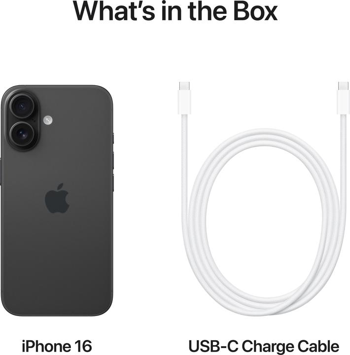 Image du produit Apple iPhone 16 (128 Go, Noir, 6.10", SIM + eSIM, 48 Mpx, 5G)