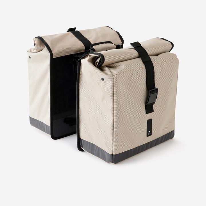Produktbild Decathlon Doppel-Fahrradtasche 500 2 × 20 Liter beige (40 l, Gepäckträgertasche)