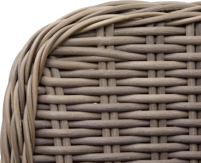 Produktbild Swisshandel24 2x Poly-Rattan Stuhl, Rattanstuhl Gartenstuhl Korbsessel, Spun Poly halbrundes Rattan beige Kissen g