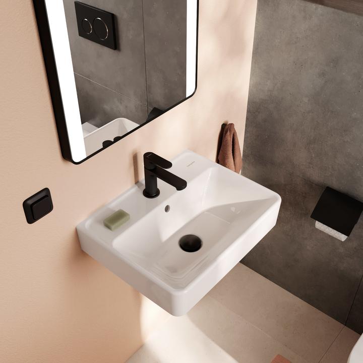 Actual product image hansgrohe Xanuia Q wash hand basin, 1 tap hole, with overflow, 500x390mm, white