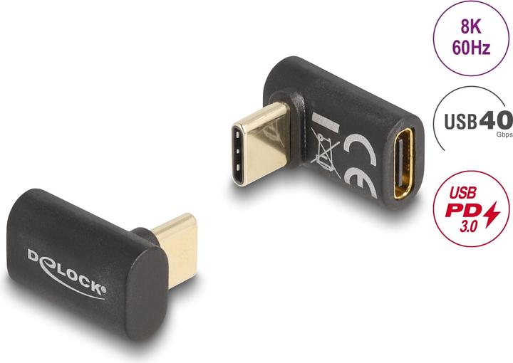 Delock Adapter USB 40 Gbps USB Type-C PD 3.0 100 W male to female angled (USB-C, 2 cm)