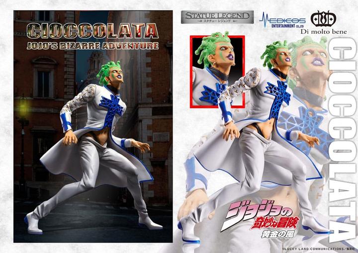 Actual product image Medicos Entertainment JoJo's Bizarre Adventure Part 5 Golden Wind Statue Legend PVC Statue Cioccolata 17 cm