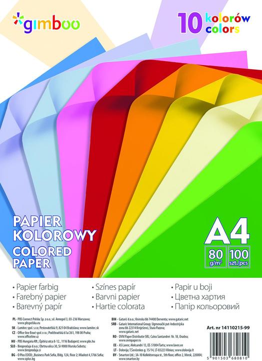 Actual product image Gimboo Clay paper, a4, 100 sheets, 80 g/m?, 10 neon colours (80 g/m², 100 x)