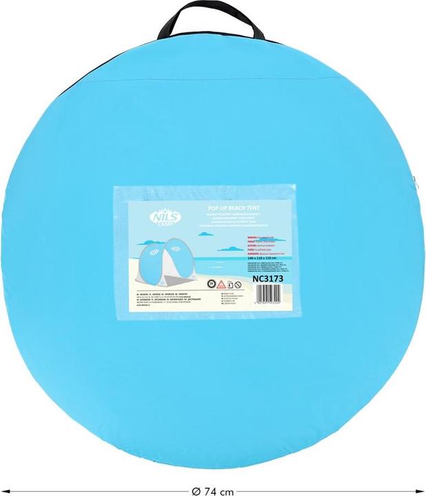 Actual product image Nils Collapsible Beach Tent NC3173 blue-grey (beach tent, 1.85 kg)