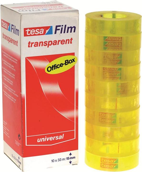 Produktbild tesa 10x tesafilm TRANSPARENT - mit starker Haftung - alterungsbeständig und reissfest (15 mm)