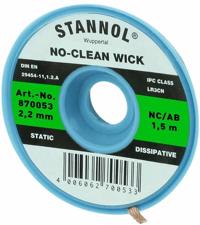 Produktbild Stannol Entlötlitze NC-AB Entlötlitze 2.2 mm x 1.5m halogenfrei (Entlötset)