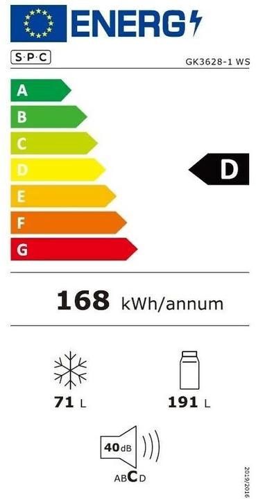 Label énergétique SPC GK3628-1 WS (262 l)