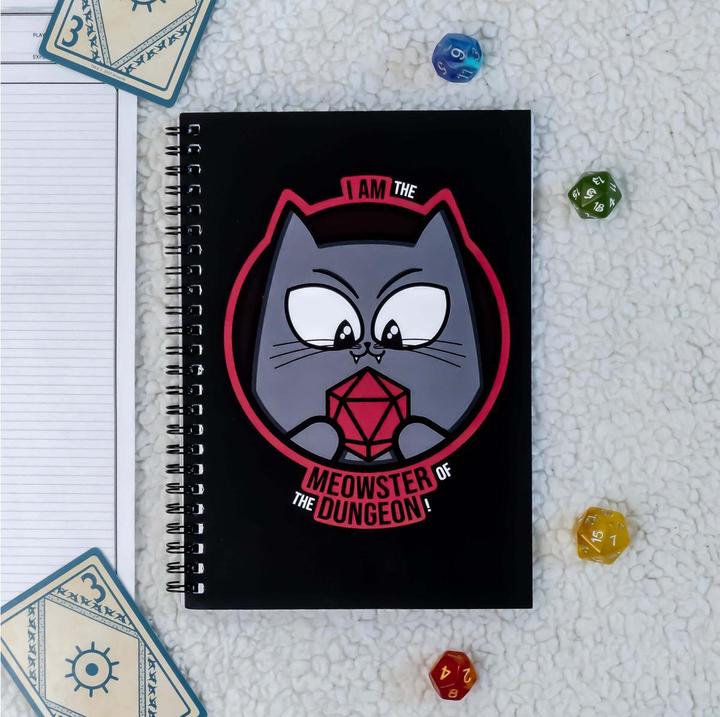 Immagine prodotto Glass Staff Notizbuch Meowster of the Dungeon Schwarz/Grau (Righe, Copertina rigida)