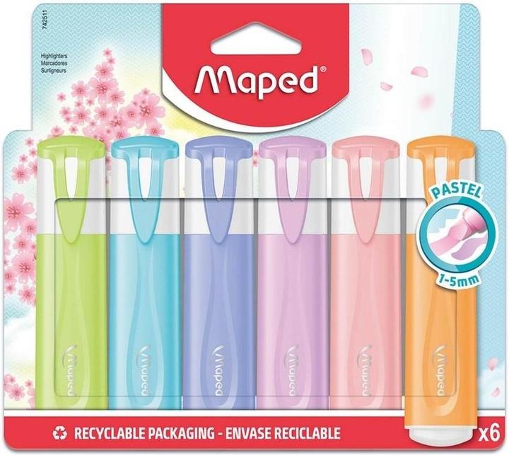 Actual product image Maped Fluo Peps pastel highlighter assorted colours, 6 pcs. (Multicoloured, 5 mm, 6 x)