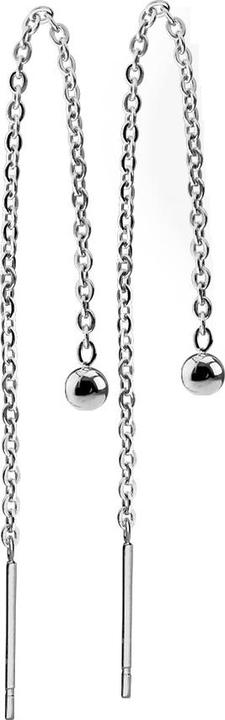 Star Piercing Ohrstecker mit freifallende Kette und Kugel silber (ohne Messing, Chirurgenstahl 316L)