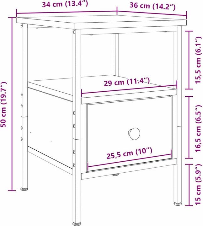 Produktbild VidaXL Nachttisch (36 x 50 cm)