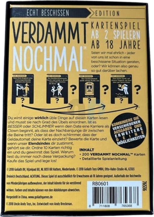 Nährwerte und Zutaten Goliath Toys Verdammt Nochmal - 2 shitty 4 work (Deutsch)