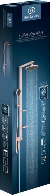 Produktbild Ideal Standard Duschsystem Alu+ ohne Armatur, 2 Ablagen, 2F-Handbrause, 2F-Kopfbrause