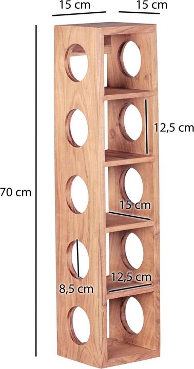 Produktbild FineBuy Weinregal Massivholz Akazie Akazie (15 x 70 x 15 cm, 5 Fl.)