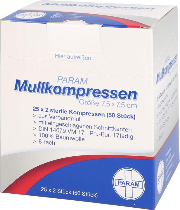 Produktbild MULLKOMPRESSEN STERIL 7,5X7,5 8F, 25X2 St KOM