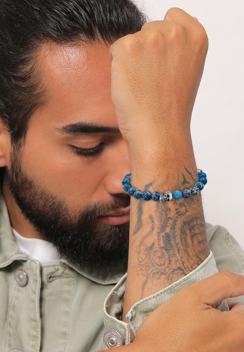 Actual product image Kuzzoi Gemstone bracelet, skull (19 cm, Plastic, Agate, 925 sterling silver)