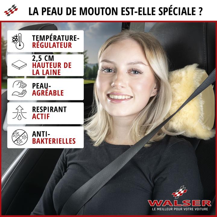 Produktbild Walser Nackenstütze Mila aus Lammfell, Nackenkissen-Auto, Lammfell-Reisekissen beige