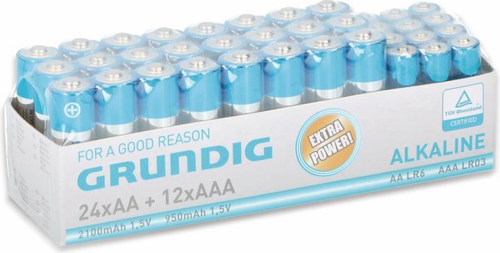 Actual product image Grundig Alkaline battery set 24 pieces AA/12 pieces AAA (36 pcs., AAA, 2100 mAh)