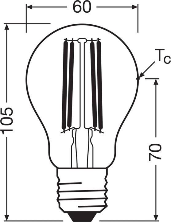 Produktbild Osram LED Lampe höchste Effizienzklasse A Filament CLASSIC 3.8W 840 klar E27 806lm 4000K neutralweis (E27, 3.80 W, 806 lm, 1 x, A)