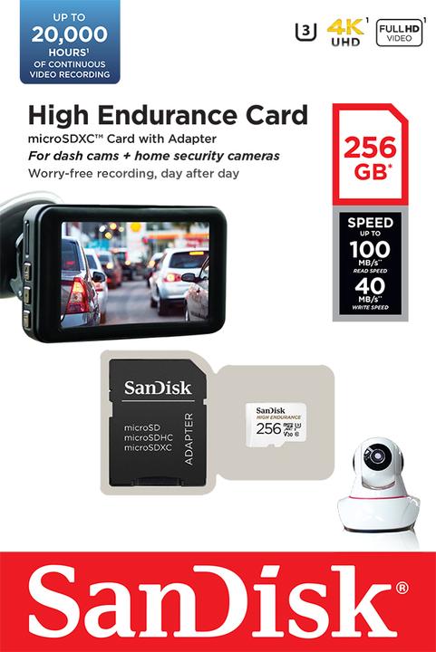 Image du produit SanDisk High Endurance (256 Go, microSDXC, U3, UHS-I)