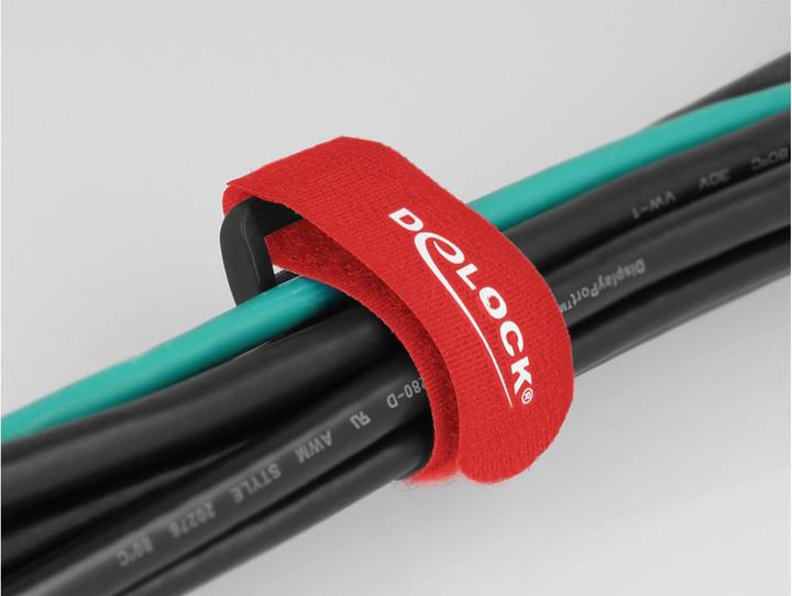 Produktbild Delock Klett-Kabelbinder mit Schlaufe L 150 x B 20 mm rot 5 Stück (Klettkabelbinder, 150 mm, 5 Stk.)