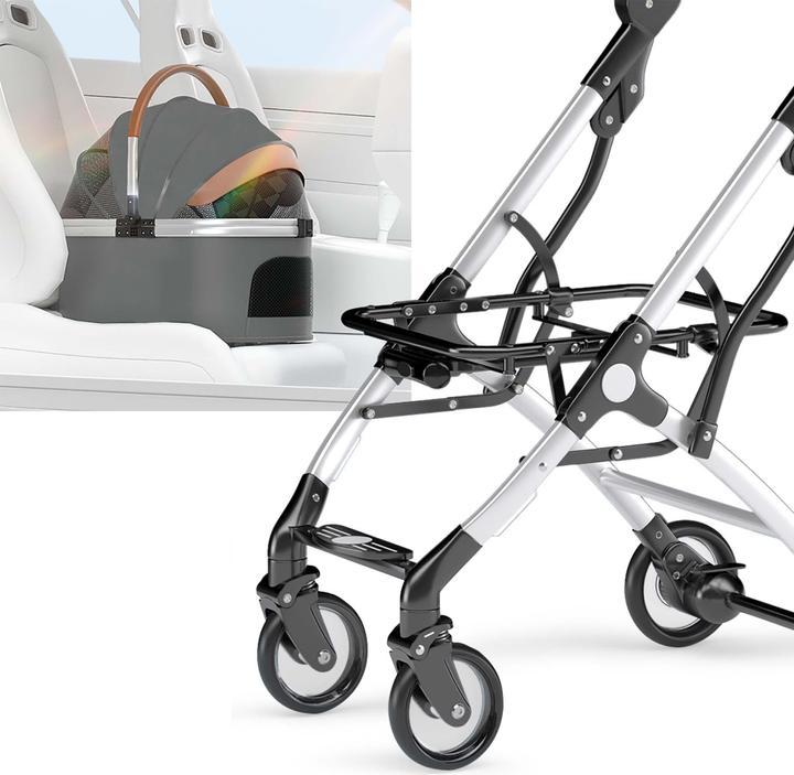 Actual product image Fudajo 2in1 Dog Buggy Foldable Dog Pram Grey Domestic Animals’ Pushchair with Rack Transport Bag (Cat, Dog, Breathable, Foldable)