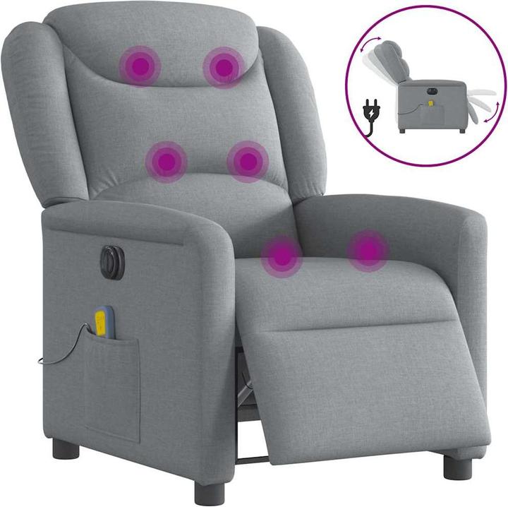 Produktbild VidaXL Massagesessel Elektrisch Hellgrau Stoff