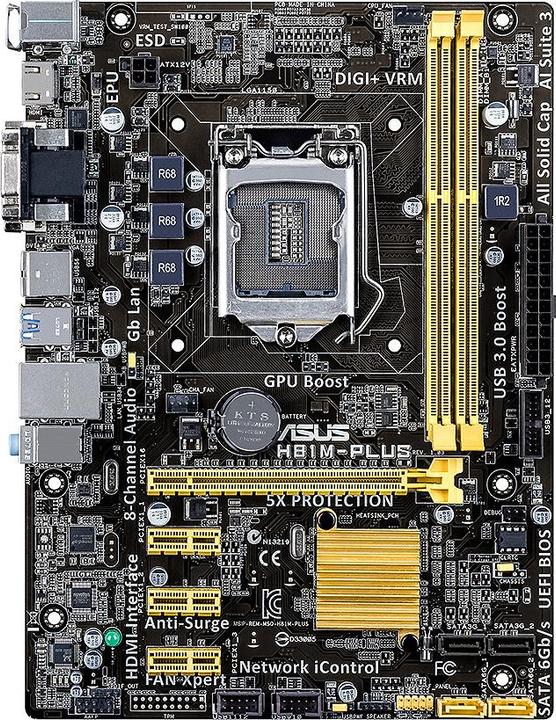 Image du produit ASUS H81m-Plus, Matx, Lga1150 (LGA 1150, Intel H81, mATX)