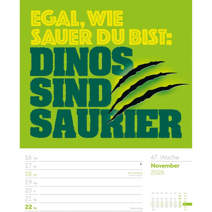 Produktbild Klartext Sprüchekalender - Wochenplaner Kalender 2026 (25 x 33 cm, Harter Einband, Deutsch)