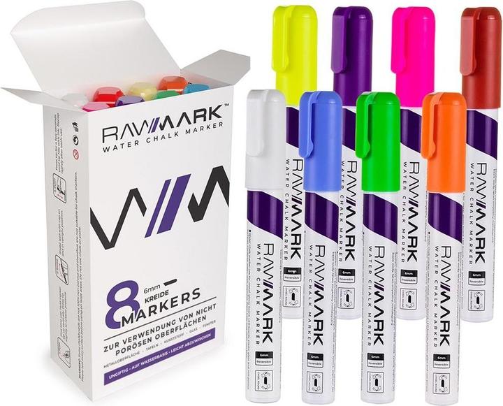 Actual product image Rawmark Water Chalk Chalk Marker Set with 8 Colours (Multicoloured, 6 mm, 8 x)