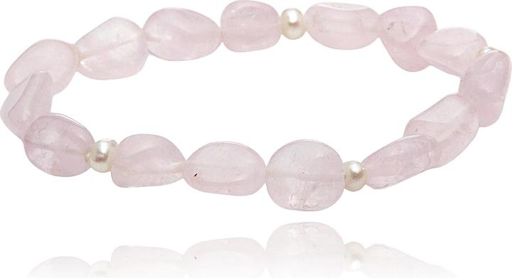 Leyda Rosenquarz & Perlen Armband (18 cm, Farbstein)