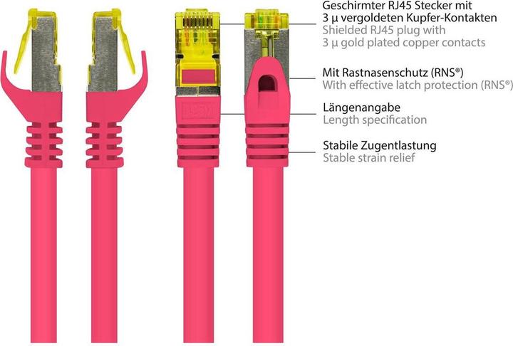 Produktbild Good Connections RJ45 Patchkabel mitCat.7 Rohkabel und Rastnasenschutz (RNS®), S/FTP, PiMF, halogenfrei, 600MHz, OFC (S/FTP, CAT7, 1 m)